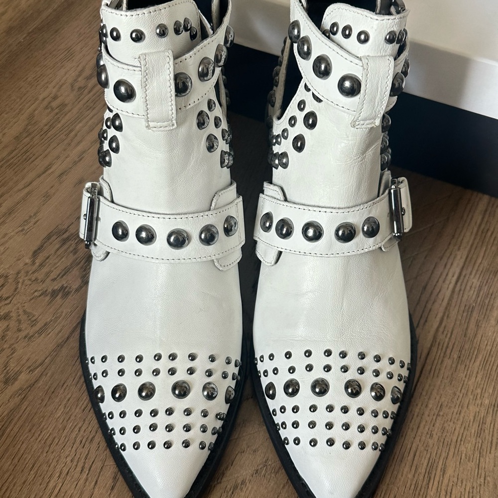 Kurt Geiger Sybil White Studded Ankle Boots - Picture 9 of 9